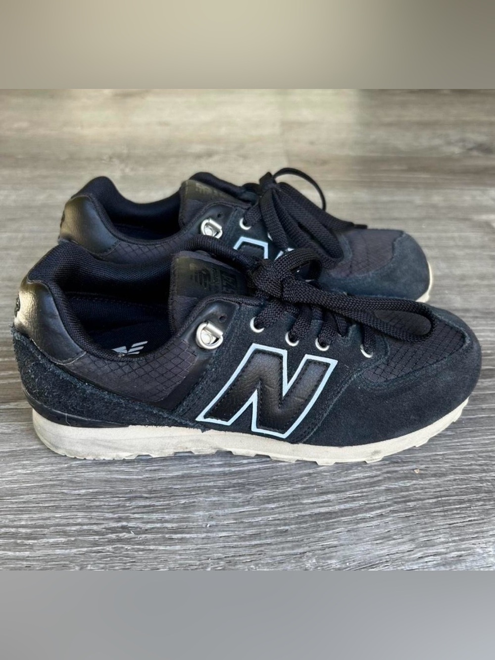 New Balance Kids Black Sneakers with Gray Accents